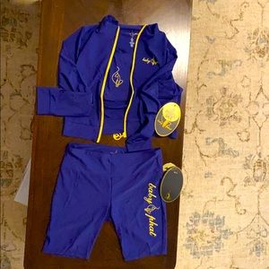 Baby phat 3 piece jacket biker shorts sport bra